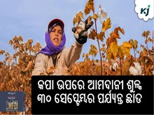 କପା ଉପରେ ଆମଦାନୀ ଶୁଳ୍କ ୩୦ ସେପ୍ଟେମ୍ବର ପର୍ଯ୍ୟନ୍ତ ଛାଡ କଲେ ସରକାର କପା ଉପରେ ଆମଦାନୀ ଶୁଳ୍କ ୩୦ ସେପ୍ଟେମ୍ବର ପର୍ଯ୍ୟନ୍ତ ଛାଡ କଲେ ସରକାର